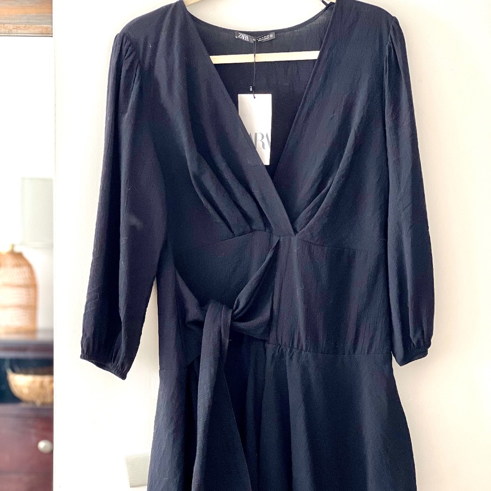 NWT ZARA Black Long Sleeve Mini Dress Size Medium